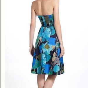 Anthropology Vanessa Virginia Strapless Dress in Blue and Green
